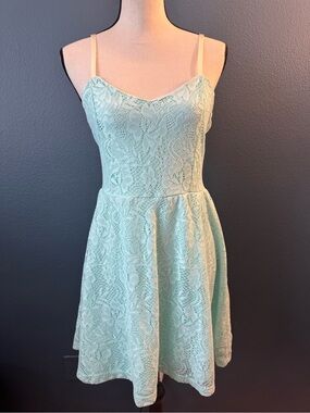 No Boundaries Mint Lace Spaghetti-Strap Mini Dress